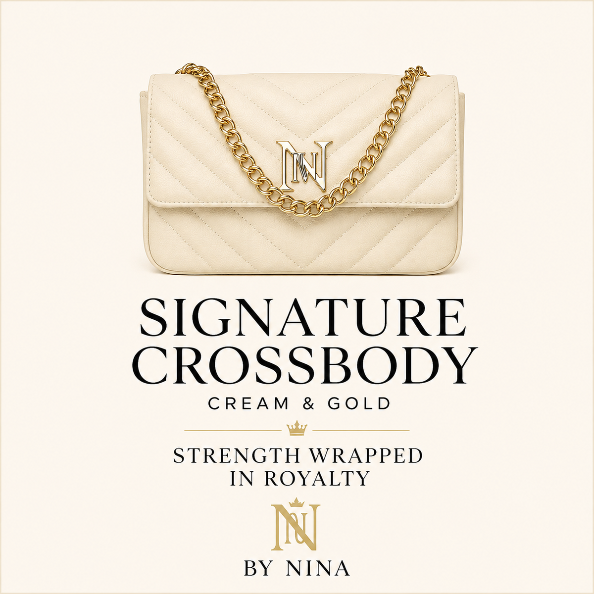 N Luxury Crossbody – Cream & Gold
